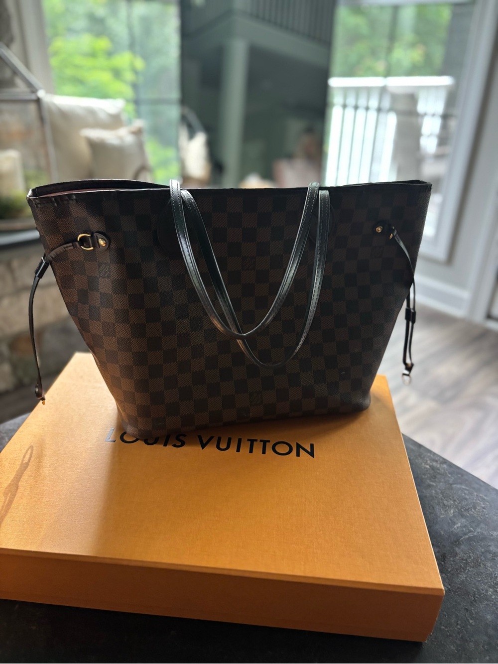 Louis Vuitton Checkerboard Canvas Tote in Dark Brown & Chocolate - Picture 3 of 11
